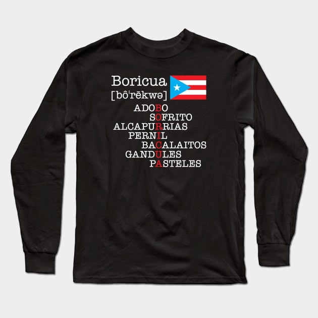 Soy Boricua con Sabor Long Sleeve T-Shirt by Pro Art Creation